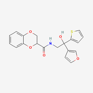 N-(2-(furan-3-yl)-2-hydroxy-2-(thiophen-2-yl)ethyl)-2,3-dihydrobenzo[b][1,4]dioxine-2-carboxamide