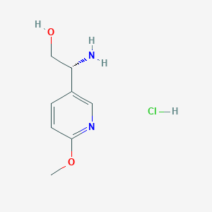 molecular formula C8H13ClN2O2 B2812690 (2r)-2-Amino-2-(6-methoxy(3-pyridyl))ethan-1-ol hcl CAS No. 1641401-33-3