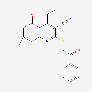 4-Ethyl-7,7-dimethyl-5-oxo-2-[(2-oxo-2-phenylethyl)sulfanyl]-5,6,7,8-tetrahydroquinoline-3-carbonitrile