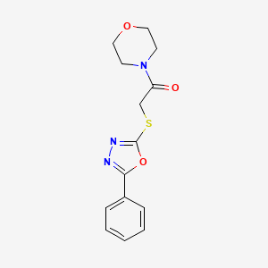 molecular formula C14H15N3O3S B2812700 4-{[(5-苯基-1,3,4-噁二唑-2-基)硫代]乙酰}吗啉 CAS No. 575497-63-1