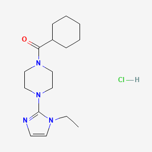 molecular formula C16H27ClN4O B2812713 cyclohexyl(4-(1-ethyl-1H-imidazol-2-yl)piperazin-1-yl)methanone hydrochloride CAS No. 1323606-52-5