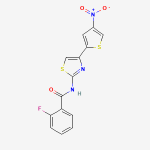 molecular formula C14H8FN3O3S2 B2812716 2-fluoro-N-[4-(4-nitrothiophen-2-yl)-1,3-thiazol-2-yl]benzamide CAS No. 476323-50-9