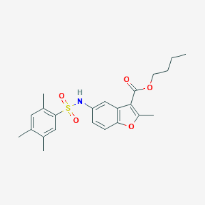 molecular formula C23H27NO5S B281272 Butyl 2-methyl-5-{[(2,4,5-trimethylphenyl)sulfonyl]amino}-1-benzofuran-3-carboxylate 