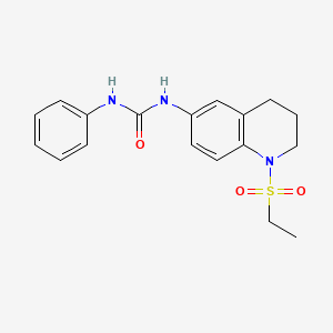 molecular formula C18H21N3O3S B2812730 1-(1-(乙基磺酰)-1,2,3,4-四氢喹啉-6-基)-3-苯基脲 CAS No. 1203104-04-4