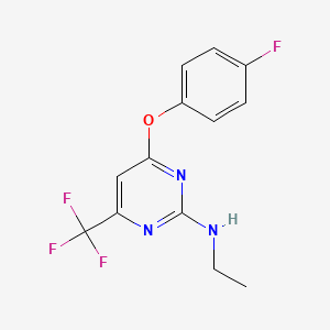 molecular formula C13H11F4N3O B2812733 N-ethyl-4-(4-fluorophenoxy)-6-(trifluoromethyl)-2-pyrimidinamine CAS No. 339011-35-7