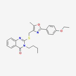 molecular formula C25H27N3O3S B2812738 3-butyl-2-(((2-(4-ethoxyphenyl)-5-methyloxazol-4-yl)methyl)thio)quinazolin-4(3H)-one CAS No. 1114660-96-6