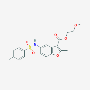 molecular formula C22H25NO6S B281274 2-Methoxyethyl 2-methyl-5-{[(2,4,5-trimethylphenyl)sulfonyl]amino}-1-benzofuran-3-carboxylate 