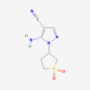 molecular formula C8H10N4O2S B2812740 5-Amino-1-(1,1-dioxothiolan-3-yl)pyrazole-4-carbonitrile CAS No. 956534-57-9