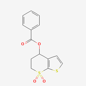 molecular formula C14H12O4S2 B2812743 (7,7-dioxo-5,6-dihydro-4H-thieno[2,3-b]thiopyran-4-yl) benzoate CAS No. 338776-89-9