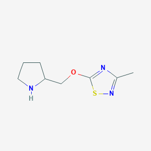 molecular formula C8H13N3OS B2812751 3-Methyl-5-[(pyrrolidin-2-yl)methoxy]-1,2,4-thiadiazole CAS No. 1494666-42-0