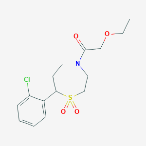molecular formula C15H20ClNO4S B2812754 1-(7-(2-Chlorophenyl)-1,1-dioxido-1,4-thiazepan-4-yl)-2-ethoxyethanone CAS No. 2034330-14-6