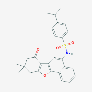 molecular formula C27H27NO4S B281276 N-(9,9-dimethyl-7-oxo-7,8,9,10-tetrahydrobenzo[b]naphtho[2,1-d]furan-5-yl)-4-isopropylbenzenesulfonamide 