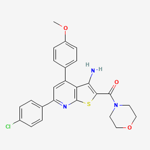 molecular formula C25H22ClN3O3S B2812766 6-(4-Chlorophenyl)-4-(4-methoxyphenyl)-2-(morpholine-4-carbonyl)thieno[2,3-b]pyridin-3-amine CAS No. 670271-23-5