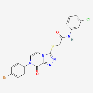 molecular formula C19H13BrClN5O2S B2812767 2-((7-(4-bromophenyl)-8-oxo-7,8-dihydro-[1,2,4]triazolo[4,3-a]pyrazin-3-yl)thio)-N-(3-chlorophenyl)acetamide CAS No. 1224006-33-0