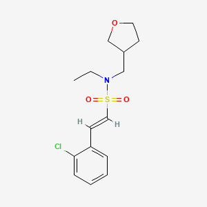 molecular formula C15H20ClNO3S B2812771 (E)-2-(2-chlorophenyl)-N-ethyl-N-(oxolan-3-ylmethyl)ethenesulfonamide CAS No. 1281692-32-7