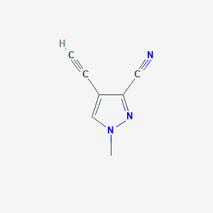molecular formula C7H5N3 B2812775 4-Ethynyl-1-methylpyrazole-3-carbonitrile CAS No. 2408958-41-6