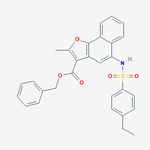 molecular formula C29H25NO5S B281278 Benzyl 5-{[(4-ethylphenyl)sulfonyl]amino}-2-methylnaphtho[1,2-b]furan-3-carboxylate 