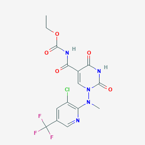 molecular formula C15H13ClF3N5O5 B2812800 乙酸N-({1-[[3-氯-5-(三氟甲基)-2-吡啶基](甲基)氨基]-2,4-二氧杂-1,2,3,4-四氢-5-嘧啶基}羰基)氨基甲酸酯 CAS No. 338770-26-6