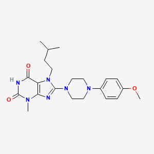 molecular formula C22H30N6O3 B2812806 7-isopentyl-8-(4-(4-methoxyphenyl)piperazin-1-yl)-3-methyl-1H-purine-2,6(3H,7H)-dione CAS No. 498535-81-2