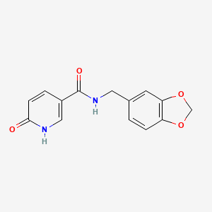 molecular formula C14H12N2O4 B2812807 N-(1,3-benzodioxol-5-ylmethyl)-6-oxo-1H-pyridine-3-carboxamide CAS No. 785812-79-5