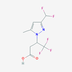 molecular formula C9H9F5N2O2 B2812808 3-[3-(Difluoromethyl)-5-methylpyrazol-1-yl]-4,4,4-trifluorobutanoic acid CAS No. 2054953-73-8