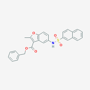 molecular formula C27H21NO5S B281281 Benzyl 2-methyl-5-[(2-naphthylsulfonyl)amino]-1-benzofuran-3-carboxylate 