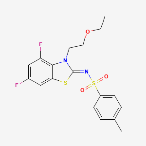 molecular formula C18H18F2N2O3S2 B2812825 (Z)-N-(3-(2-ethoxyethyl)-4,6-difluorobenzo[d]thiazol-2(3H)-ylidene)-4-methylbenzenesulfonamide CAS No. 955225-79-3
