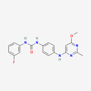 molecular formula C19H18FN5O2 B2812826 1-(3-氟苯基)-3-(4-((6-甲氧基-2-甲基嘧啶-4-基)氨基)苯基)脲 CAS No. 946355-95-9