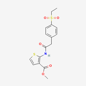 molecular formula C16H17NO5S2 B2812833 甲酸甲酯 2-(2-(4-(乙基磺酰)苯基)乙酰氨基)噻吩-3-羧酸酯 CAS No. 919759-29-8