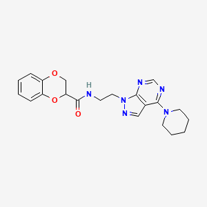 molecular formula C21H24N6O3 B2812846 N-(2-(4-(哌啶-1-基)-1H-吡唑并[3,4-d]嘧啶-1-基)乙基)-2,3-二氢苯并[b][1,4]二噁烷-2-甲酰胺 CAS No. 1021257-07-7