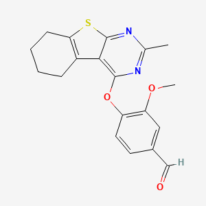 molecular formula C19H18N2O3S B2812848 3-Methoxy-4-[(2-methyl-5,6,7,8-tetrahydro[1]benzothieno[2,3-d]pyrimidin-4-yl)oxy]benzaldehyde CAS No. 379250-62-1