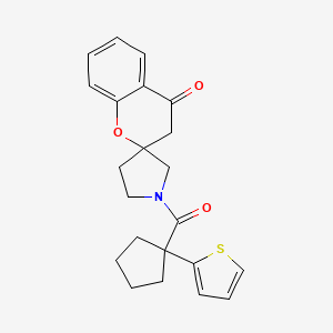 molecular formula C22H23NO3S B2812868 1'-(1-(Thiophen-2-yl)cyclopentanecarbonyl)spiro[chroman-2,3'-pyrrolidin]-4-one CAS No. 1705769-11-4