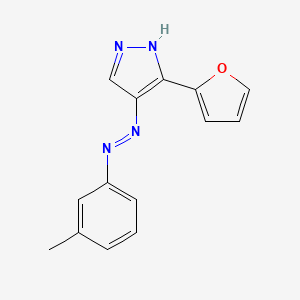 molecular formula C14H12N4O B2812889 3-(2-呋喃基)-4H-吡唑-4-酮 N-(3-甲基苯基)腙 CAS No. 338414-25-8