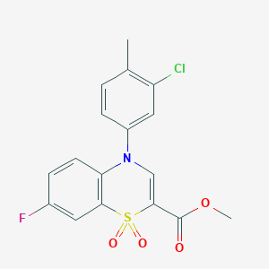 molecular formula C17H13ClFNO4S B2812895 甲基 4-(3-氯-4-甲基苯基)-7-氟-4H-1,4-苯并噻嗪-2-甲酸酯 1,1-二氧化物 CAS No. 1291831-99-6