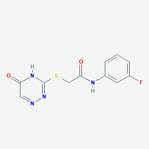molecular formula C11H9FN4O2S B2812916 N-(3-氟苯基)-2-((5-氧代-4,5-二氢-1,2,4-三嗪-3-基)硫)乙酰胺 CAS No. 872628-46-1