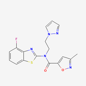 molecular formula C17H14FN5O2S B2812919 N-(2-(1H-吡唑-1-基)乙基)-N-(4-氟苯并[d]咪唑-2-基)-3-甲基异噁唑-5-甲酰胺 CAS No. 1172814-88-8