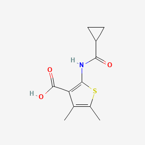 B2812920 2-[(Cyclopropylcarbonyl)amino]-4,5-dimethylthiophene-3-carboxylic acid CAS No. 852933-11-0
