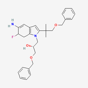 molecular formula C29H35FN2O3 B2812921 (2R)-1-(5-氨基-2-(1-(苄氧基)-2-甲基丙烷-2-基)-6-氟-6,7-二氢-1H-吲哚-1-基)-3-(苄氧基)丙醇-2-醇 CAS No. 1957130-65-2
