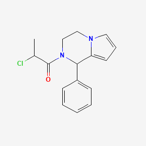 molecular formula C16H17ClN2O B2812933 2-Chloro-1-(1-phenyl-3,4-dihydro-1H-pyrrolo[1,2-a]pyrazin-2-yl)propan-1-one CAS No. 2411201-99-3