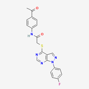 molecular formula C21H16FN5O2S B2812934 N-(4-acetylphenyl)-2-((1-(4-fluorophenyl)-1H-pyrazolo[3,4-d]pyrimidin-4-yl)thio)acetamide CAS No. 872856-75-2