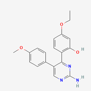 molecular formula C19H19N3O3 B2812938 2-[2-Amino-5-(4-methoxyphenyl)pyrimidin-4-yl]-5-ethoxyphenol CAS No. 877782-42-8