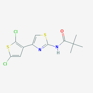 molecular formula C12H12Cl2N2OS2 B2812940 N-[4-(2,5-dichlorothiophen-3-yl)-1,3-thiazol-2-yl]-2,2-dimethylpropanamide CAS No. 327103-36-6