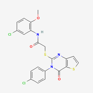 molecular formula C21H15Cl2N3O3S2 B2812944 N-(5-chloro-2-methoxyphenyl)-2-{[3-(4-chlorophenyl)-4-oxo-3,4-dihydrothieno[3,2-d]pyrimidin-2-yl]sulfanyl}acetamide CAS No. 894242-39-8