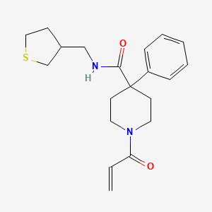 4-Phenyl-1-prop-2-enoyl-N-(thiolan-3-ylmethyl)piperidine-4-carboxamide