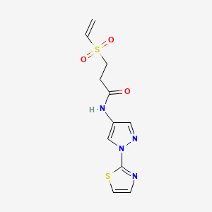 3-Ethenylsulfonyl-N-[1-(1,3-thiazol-2-yl)pyrazol-4-yl]propanamide