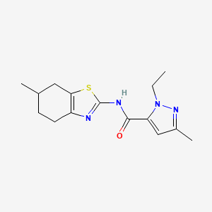 molecular formula C15H20N4OS B2812963 1-ethyl-3-methyl-N-(6-methyl-4,5,6,7-tetrahydrobenzo[d]thiazol-2-yl)-1H-pyrazole-5-carboxamide CAS No. 1170486-04-0