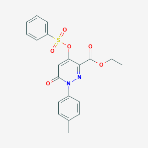 molecular formula C20H18N2O6S B2812979 乙酸 4-(苯甲磺酰氧基)-1-(4-甲基苯基)-6-氧代吡啶并[2,3-d]嘧啶-3-羧酸酯 CAS No. 886950-54-5