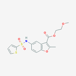 molecular formula C17H17NO6S2 B281298 2-Methoxyethyl 2-methyl-5-(thiophen-2-ylsulfonylamino)-1-benzofuran-3-carboxylate 
