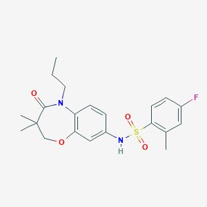 B2812983 N-(3,3-dimethyl-4-oxo-5-propyl-2,3,4,5-tetrahydrobenzo[b][1,4]oxazepin-8-yl)-4-fluoro-2-methylbenzenesulfonamide CAS No. 921997-62-8