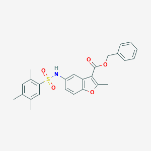 molecular formula C26H25NO5S B281300 Benzyl 2-methyl-5-{[(2,4,5-trimethylphenyl)sulfonyl]amino}-1-benzofuran-3-carboxylate 